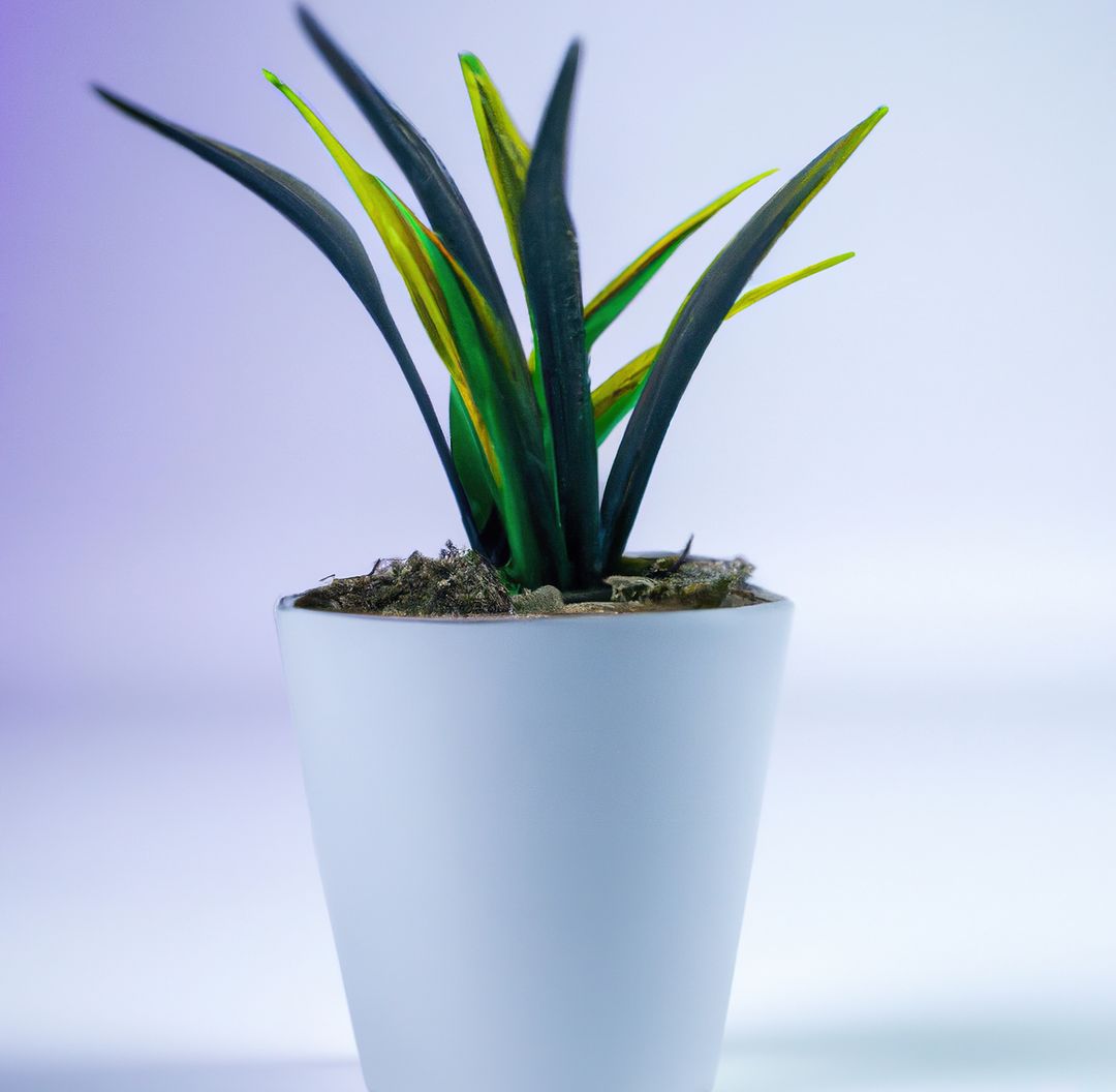 Modern Indoor Plant in White Pot on Colored Background - Free Images, Stock Photos and Pictures on Pikwizard.com