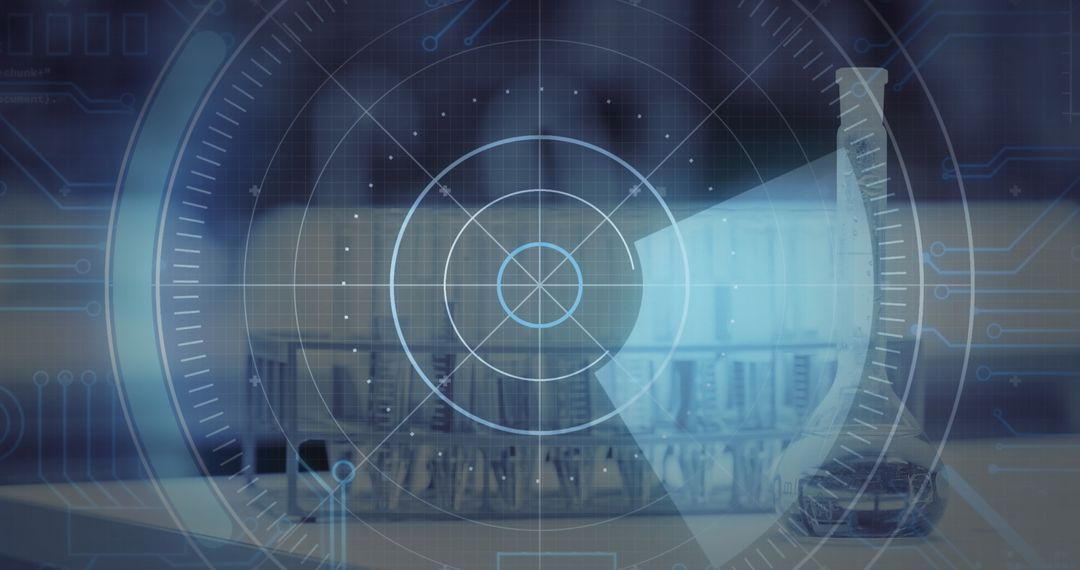 Futuristic Data Processing Interface with Circuit Overlay