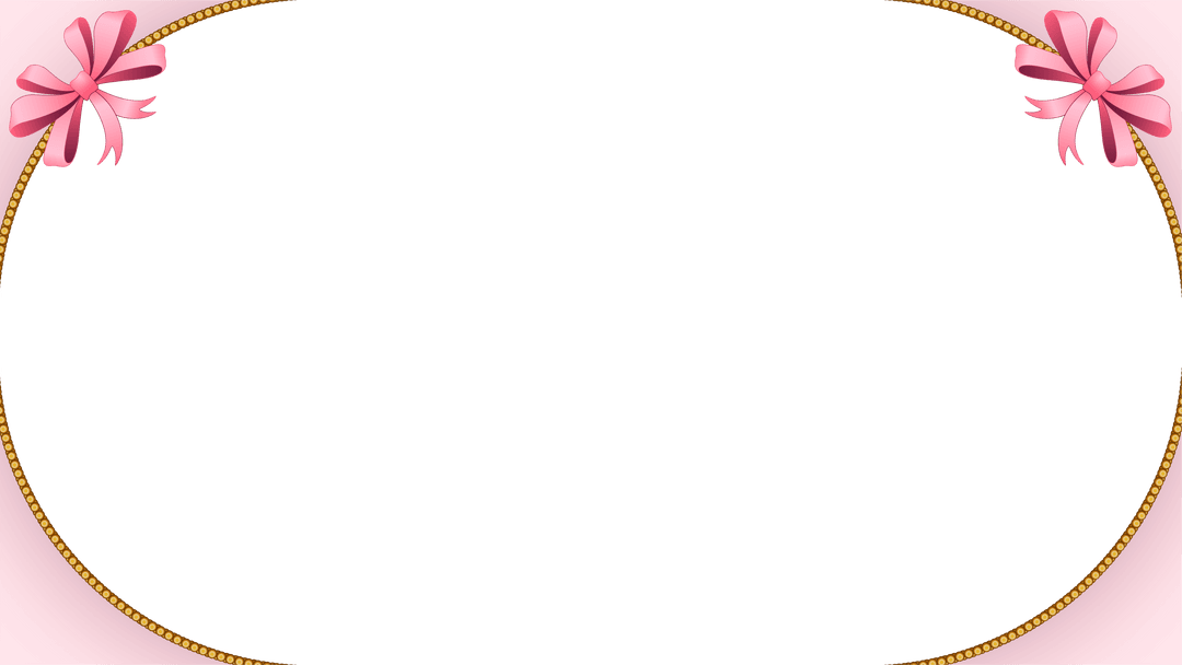 Ornate Pink and Gold Frame with Bows on Transparent Background