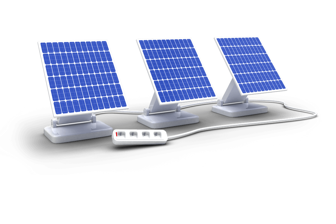 Transparent Digital Illustration Of Solar Panels Charging Socket