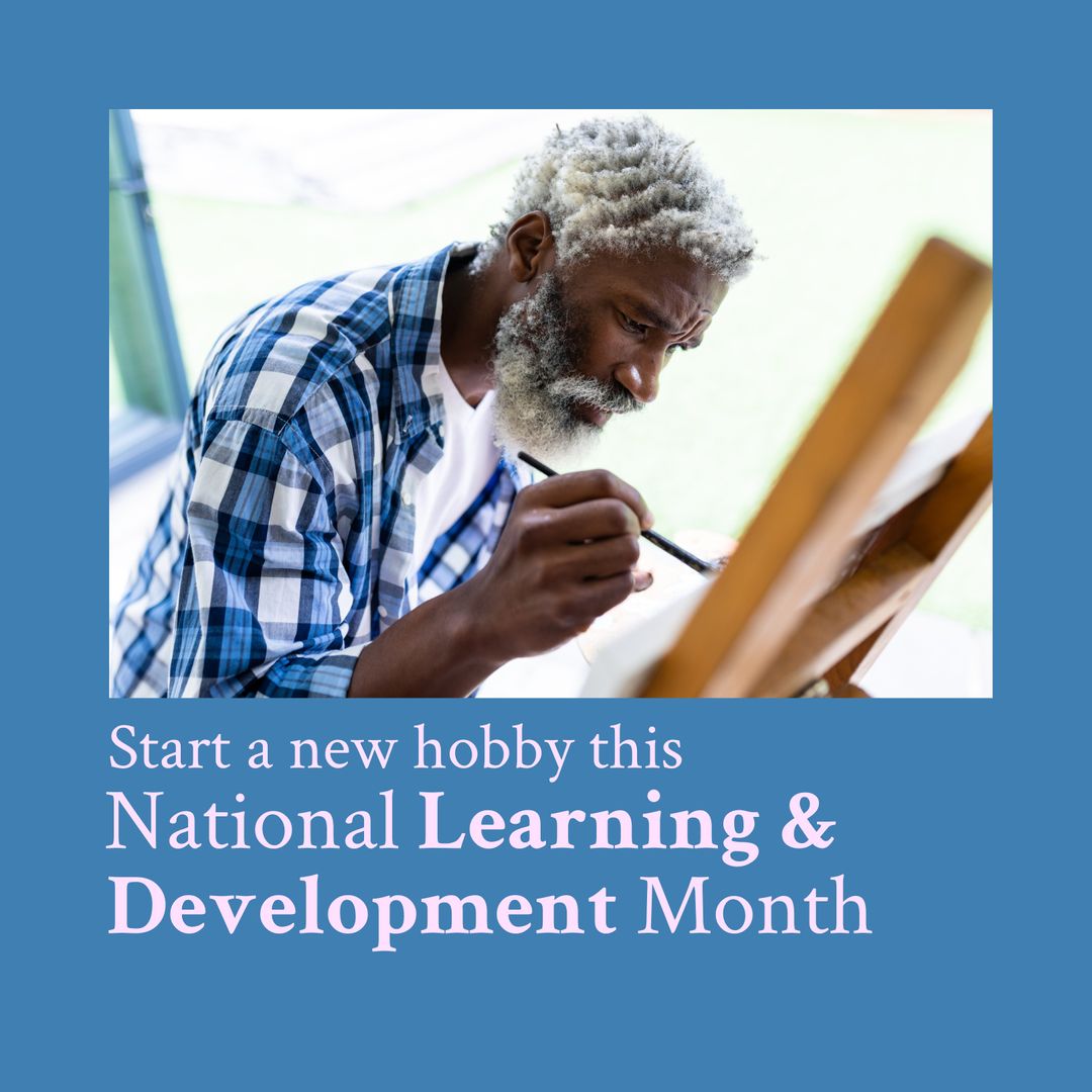 Senior Man Embracing New Hobby During Learning Month