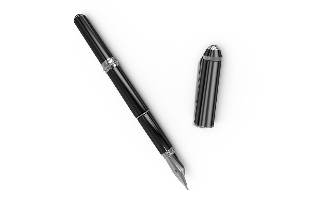 Black Fountain Pen with Cap on Transparent Background Isolated Vector - Download Free Stock Images Pikwizard.com