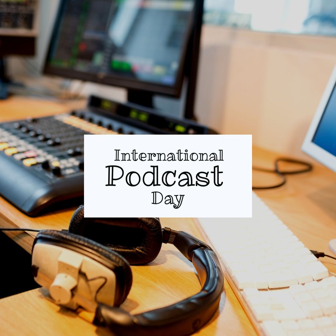 Celebrating International Podcast Day with Professional Studio Setup - Download Free Stock Templates Pikwizard.com