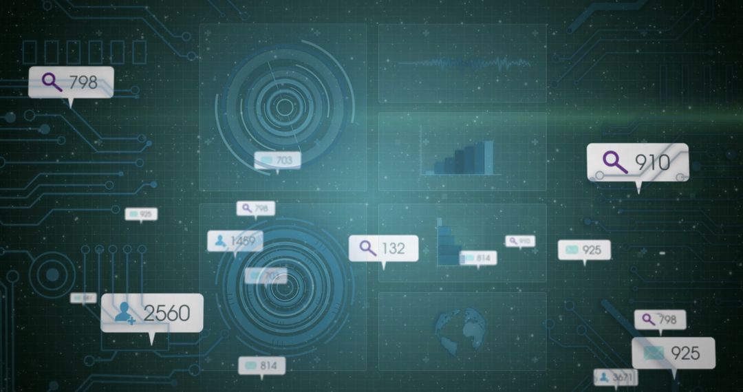 Futuristic Data Analytics Dashboard with Green Circuit Elements
