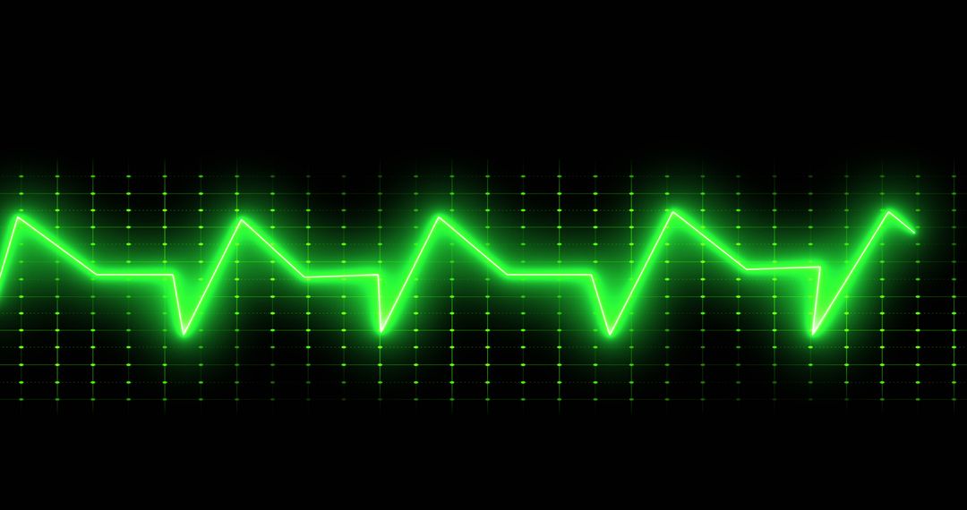 Neon Green Electrocardiogram Wave on Black Background