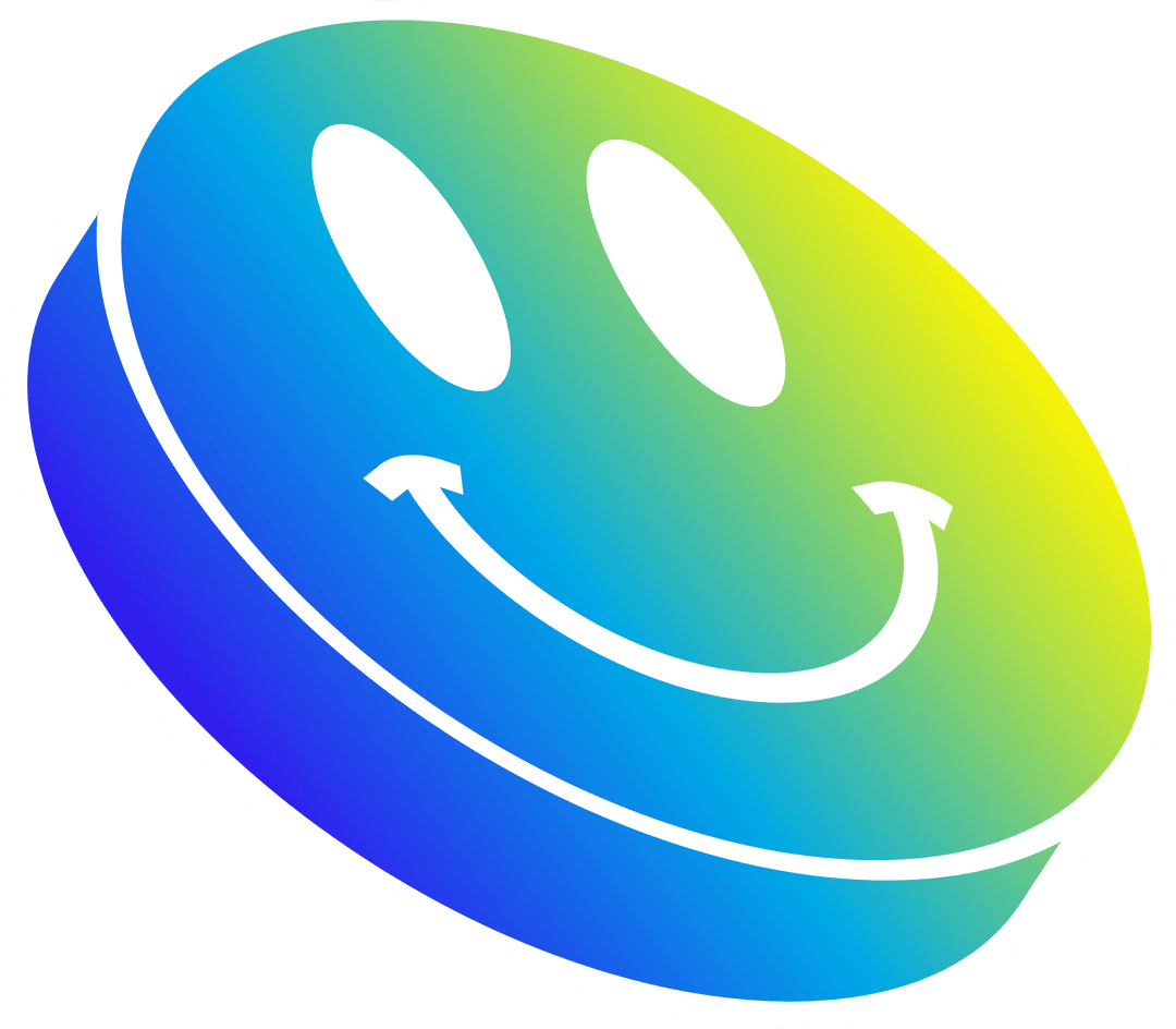 Vibrant 3D Smiley Disc with Gradient on Transparent Background
