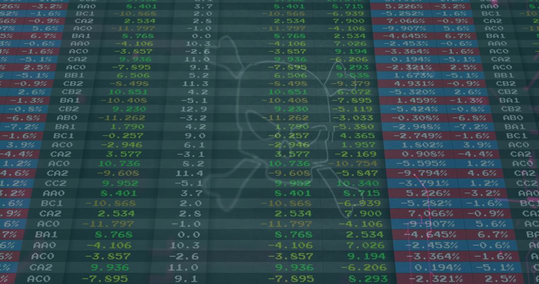 Digital Financial Data Table with Overlayed Trend Graph