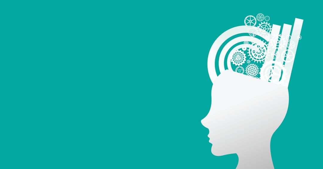 Silhouette Profile with Gears Representing Mental Development - Download Free Stock Images Pikwizard.com
