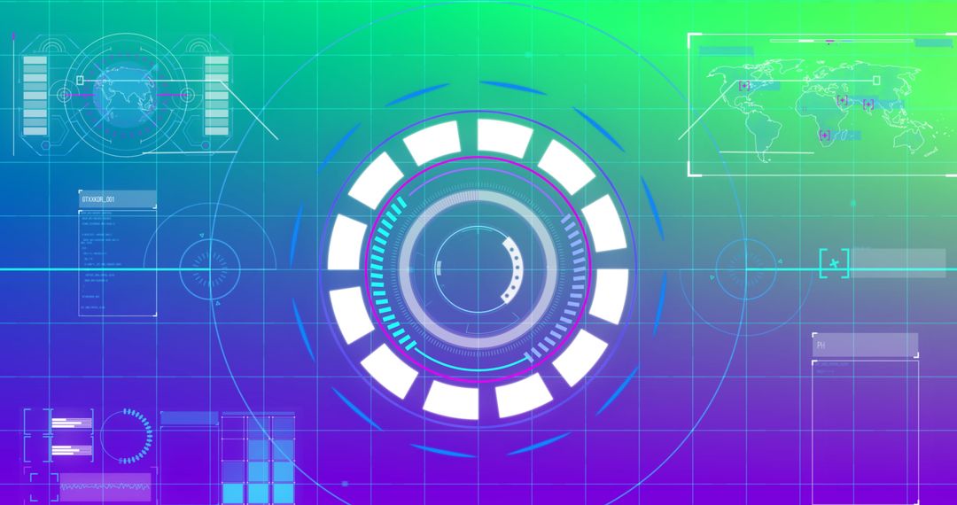Futuristic Digital Interface with Global Data Visualizations