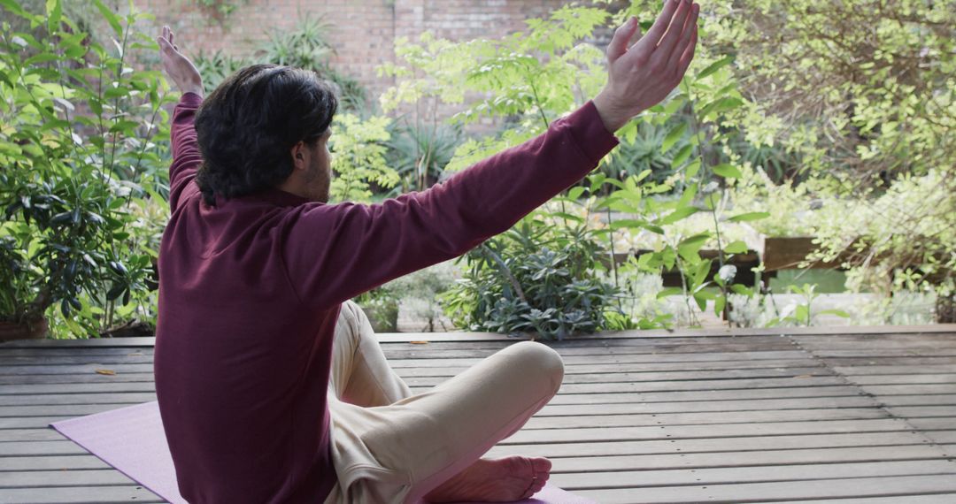 Man Practicing Yoga Outside Among Greenery - Free Images, Stock Photos and Pictures on Pikwizard.com