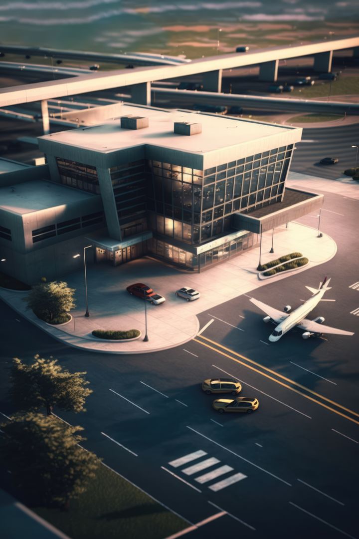 Modern airport building with cars and plane created using generative ai technology - Free Images, Stock Photos and Pictures on Pikwizard.com