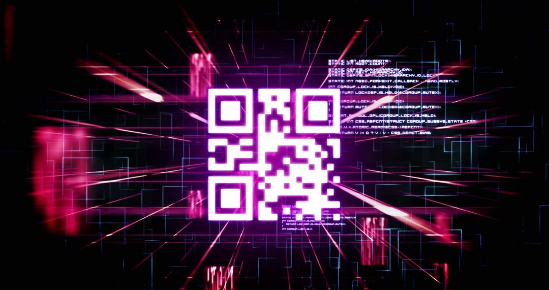 Glowing QR Code with Digital Interface Design in Abstract Style