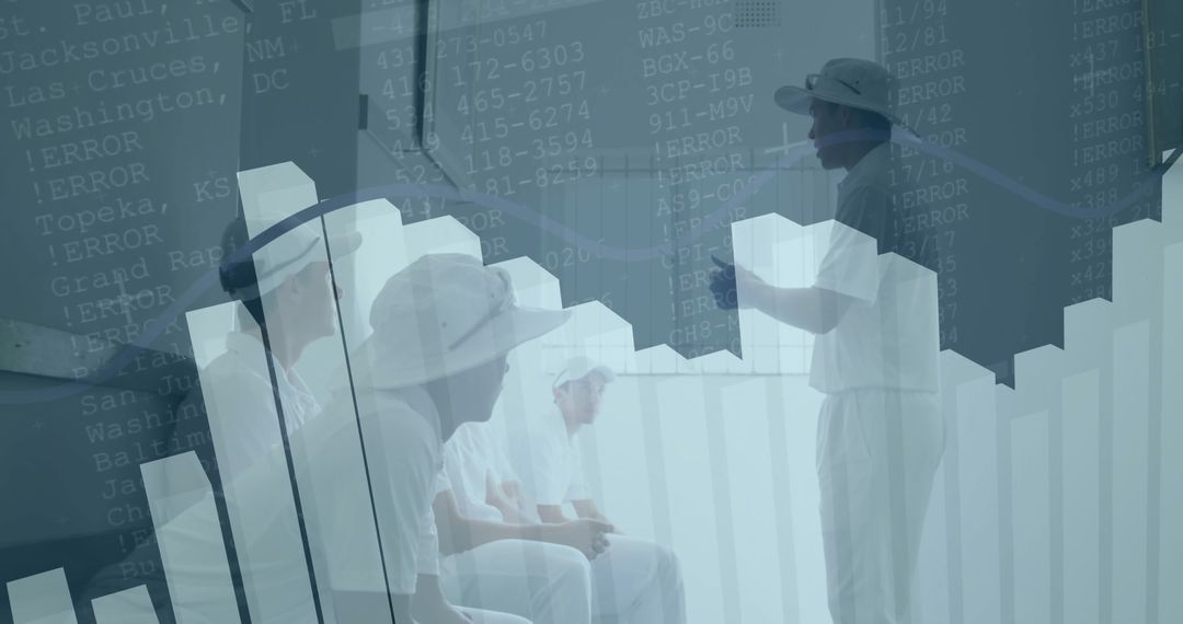 Sports Coach Guiding Team with Data Analytics Overlay