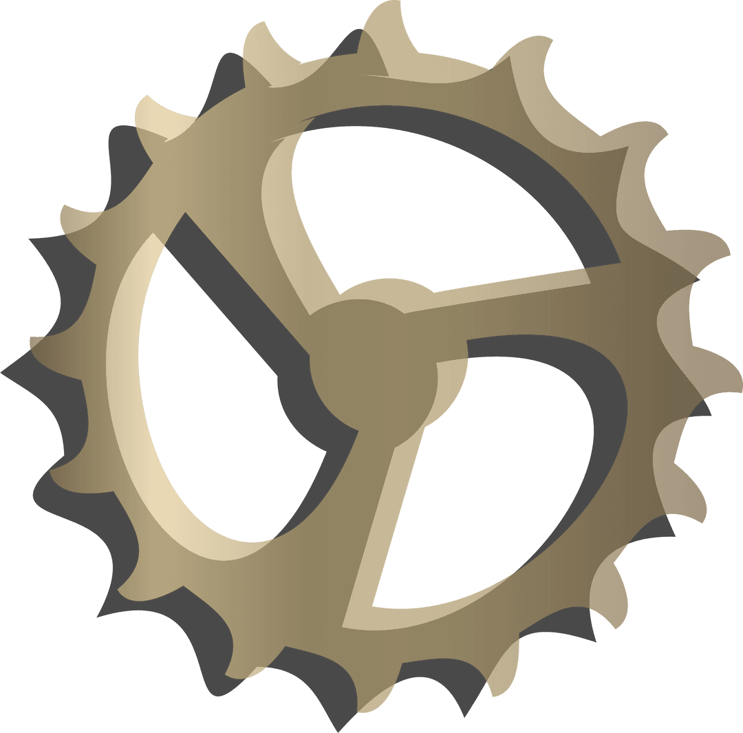 Rotating Gold Gear on Transparent Background with Copy Space