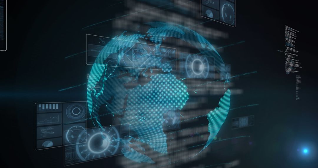 Data Processing Interface Surrounding Digital Globe