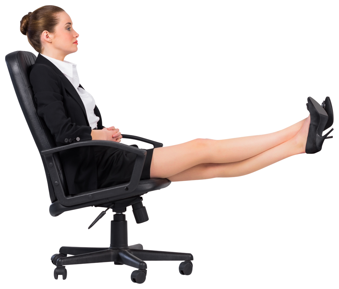 Transparent Background Businesswoman Sitting on Swivel Chair with Feet Up - Download Free Stock Images Pikwizard.com