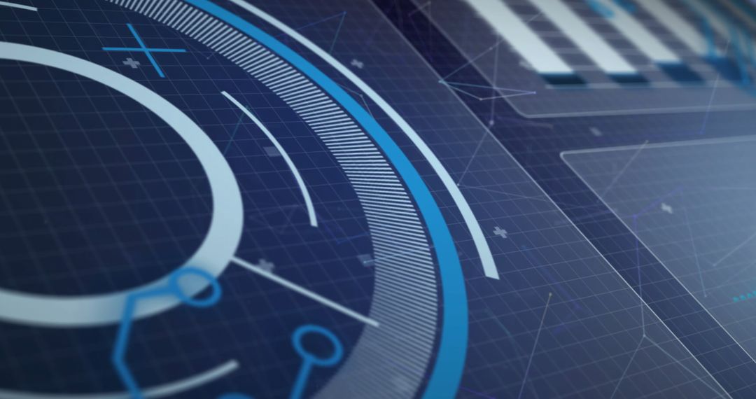 Abstract Futuristic Digital Interface with Geometric Shapes