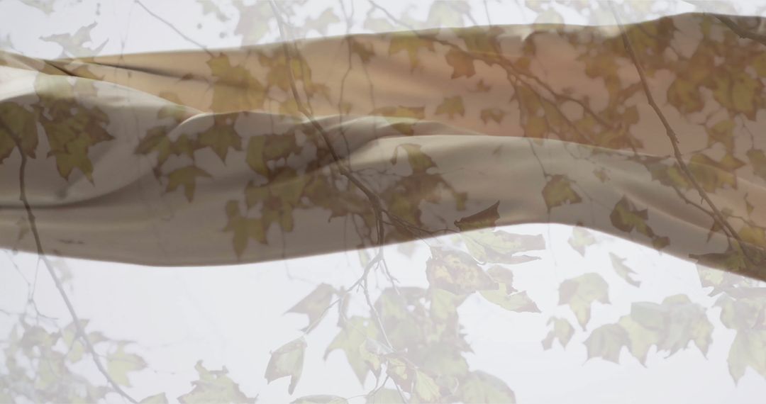 Floating Cloth Over Autumn Leaves Creating Surreal Harmony
