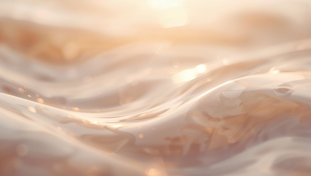 Translucent Pearlescent Liquid Rippling with Warm Bokeh Glow and Shiny Highlights