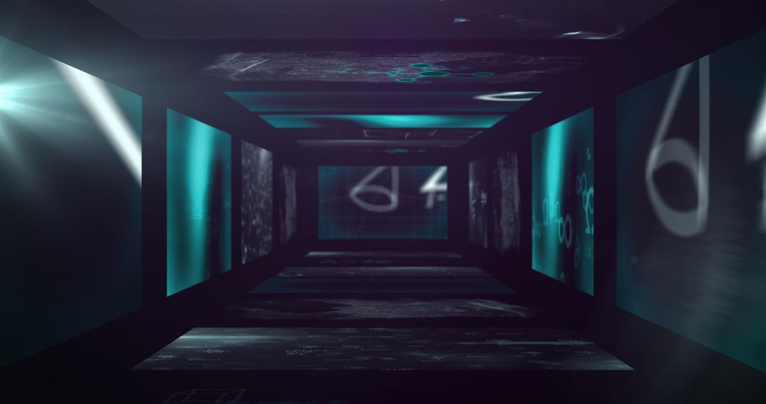 Futuristic Digital Tunnel with Glowing Numbers