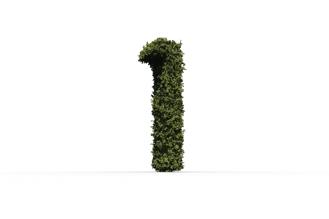 Grass-Covered Number 1 on Transparent Background Illustration