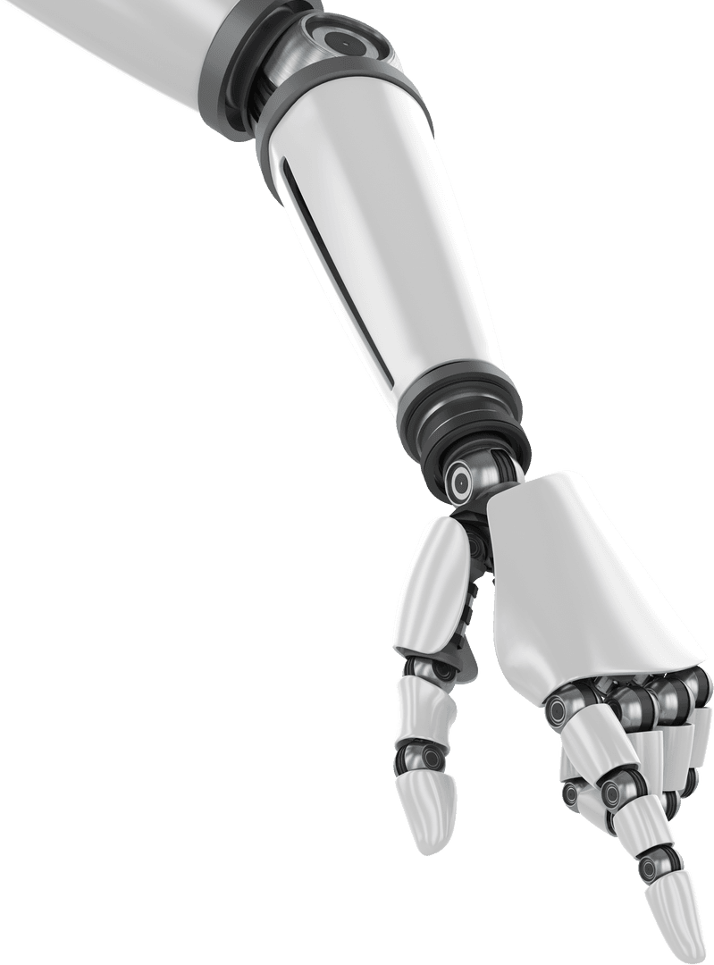 Robotic Arm with Open Hand on Transparent Background