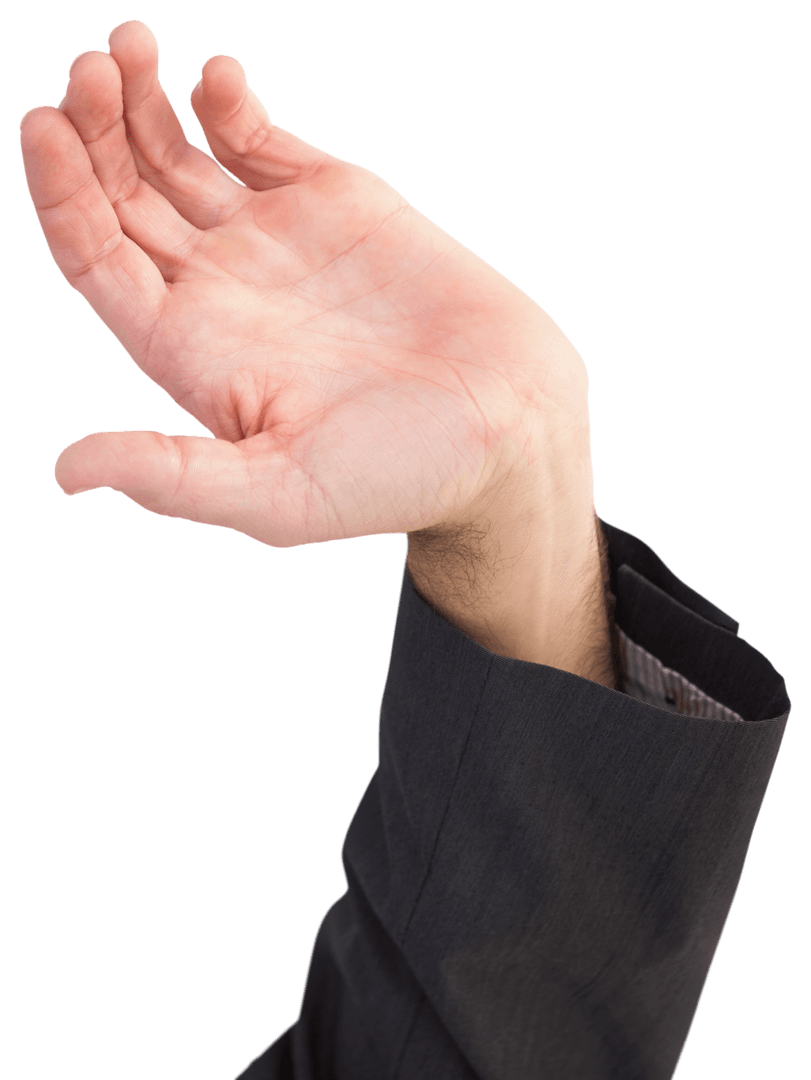 Transparent Businessman's Open Hand Gesture Presentation