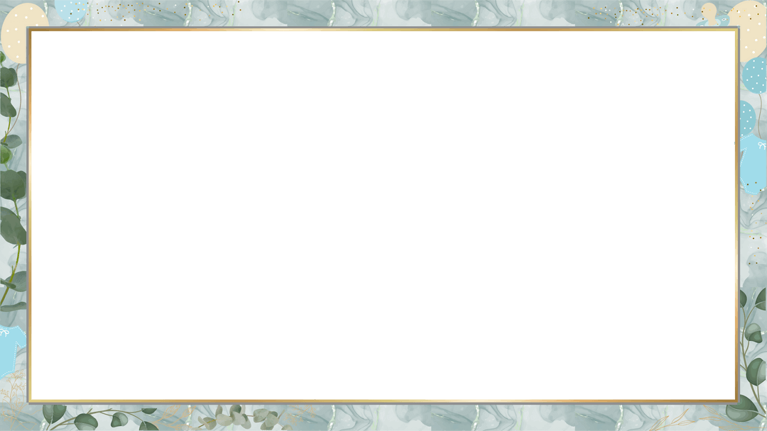 Teal and Gold Flat Frame with Transparent Marble Background