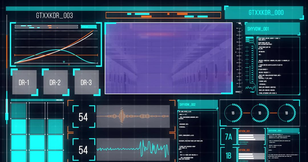 Futuristic Data Processing Interface in Server Room Setting