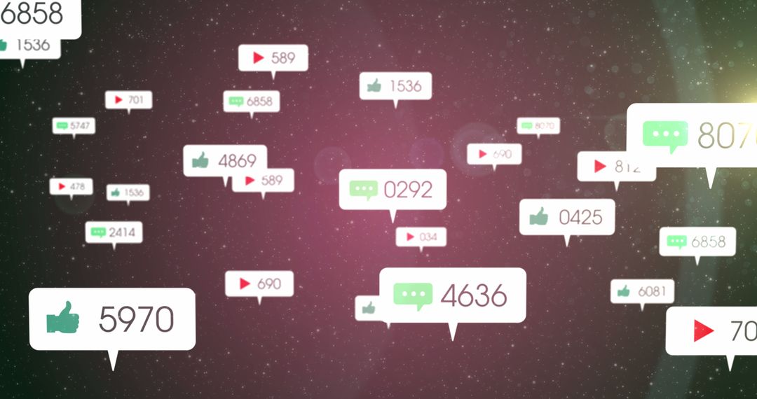 Social Media Engagement on Digital Starry Background