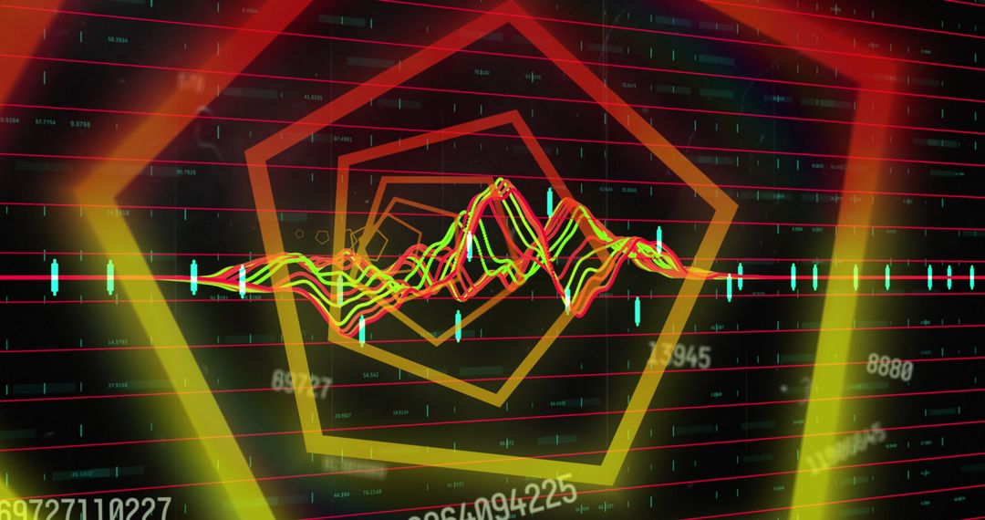 Hexagonal Neon Tunnel with Dynamic Data and Numbers