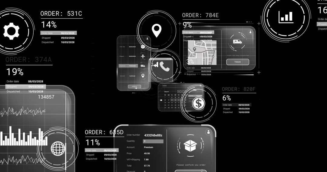 Digital Interface Coup and Metadata on a Black Background