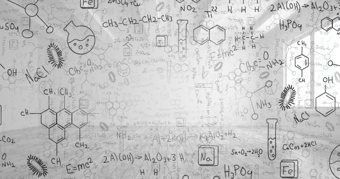 Chemical Structures Overlaying Empty Office for Innovative Education Concept