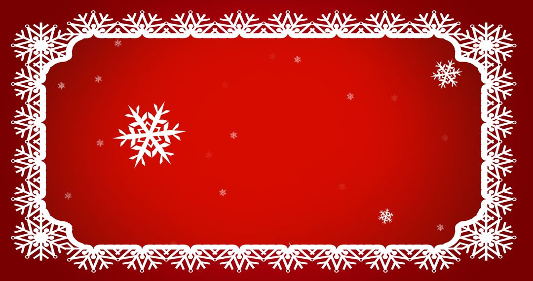 Elegant Snowflake Border on Festive Red Background