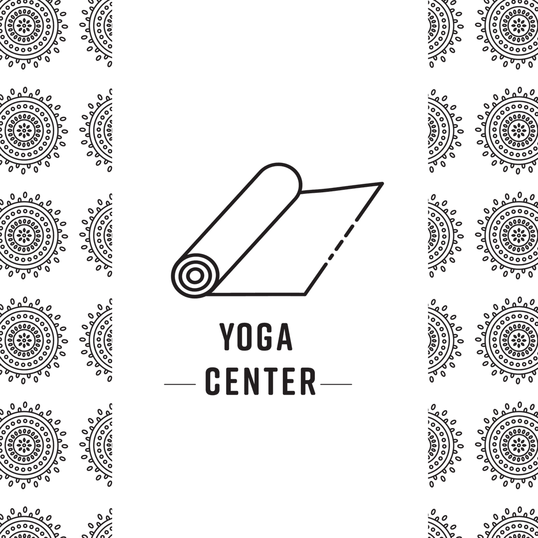 Yoga Center Logo with Decorative Border on Transparent Background