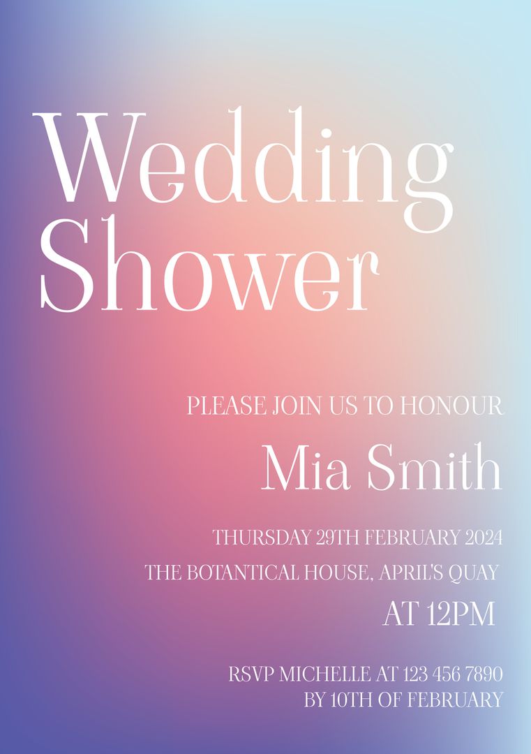 Elegant Gradient Wedding Shower Invitation Template with Serene Design - Download Free Stock Templates Pikwizard.com