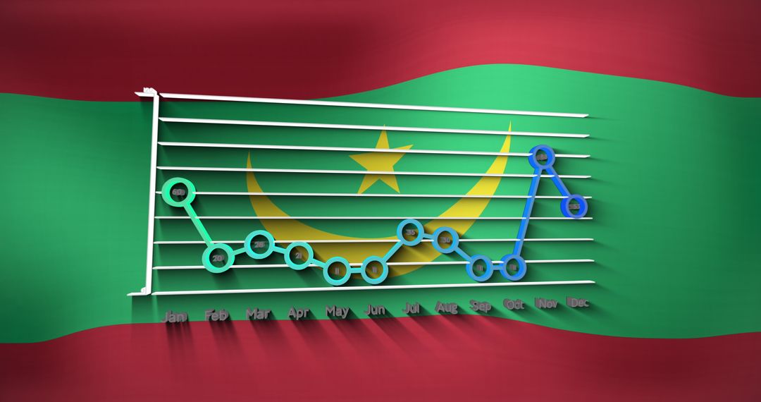 Data Analysis with Mauritania Flag Background