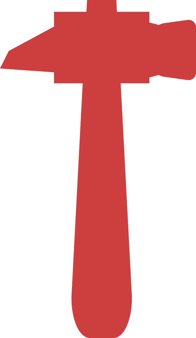 Red Hammer Illustration on Transparent Background for Construction Concepts