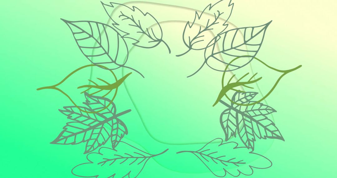 Abstract Leaf Pattern on Green Gradient Background