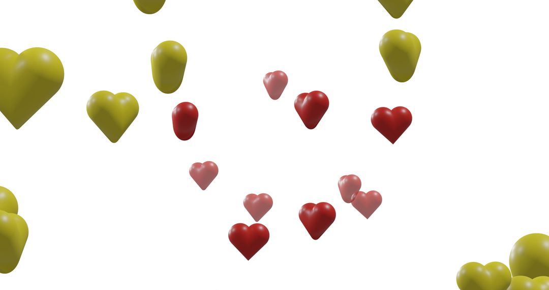 Colorful Hearts on White Background Displaying Love