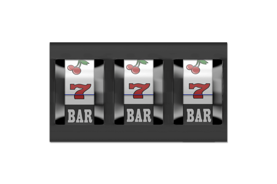 Casino Slot Machine with Lucky Symbols on Transparent Background