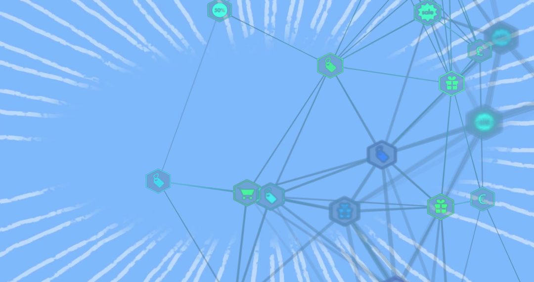 Global Connections and Data Network on Blue Background