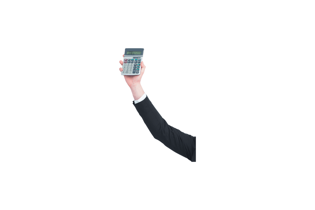 Transparent Background Hand Holding Calculator