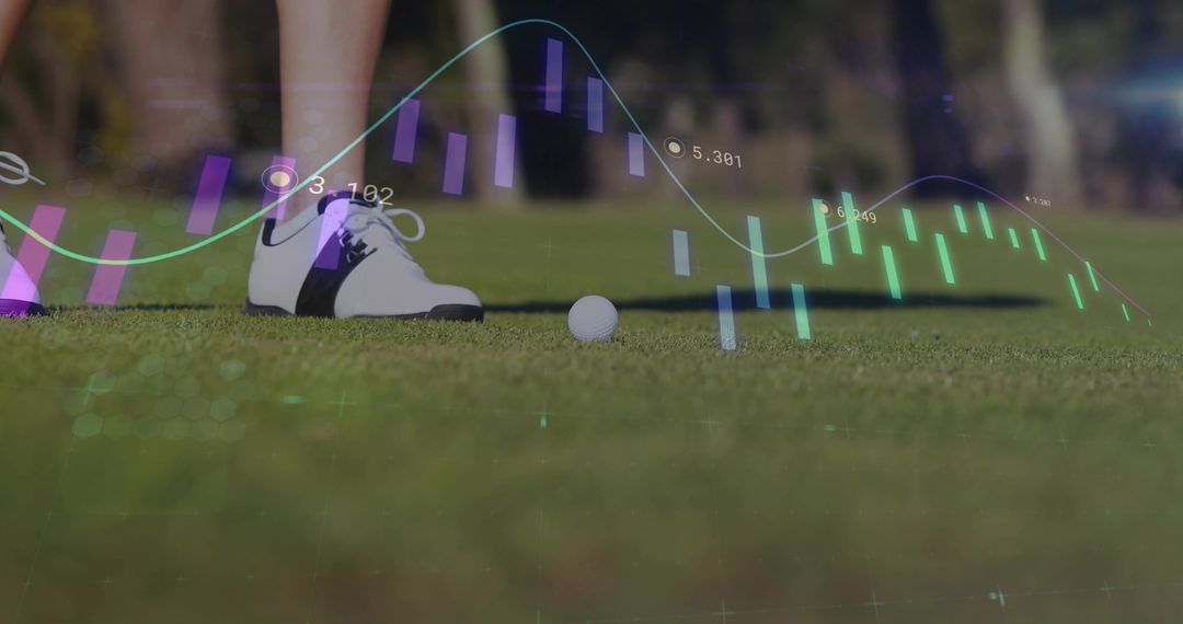 Golfer Planning Put with Data Overlay