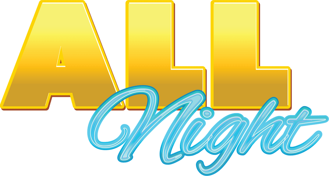 Vibrant 'All Night' Text on Transparent Background