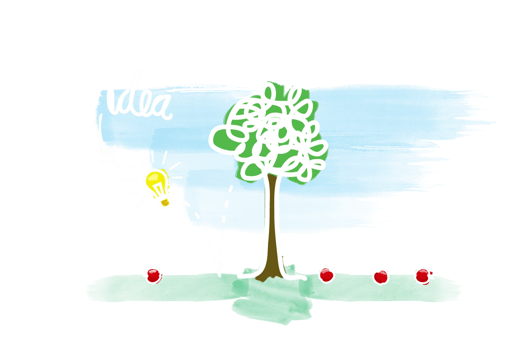 Transparent Tree Lightbulb Idea with Apples Creative Illustration