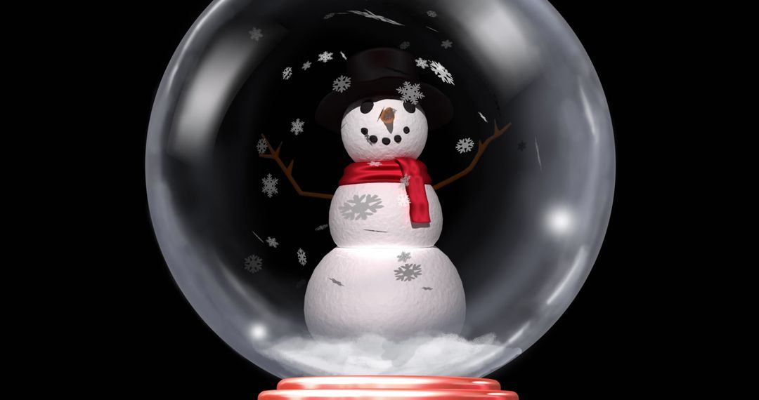 Christmas Snow Globe with Snowman on Black Background - Free Images, Stock Photos and Pictures on Pikwizard.com