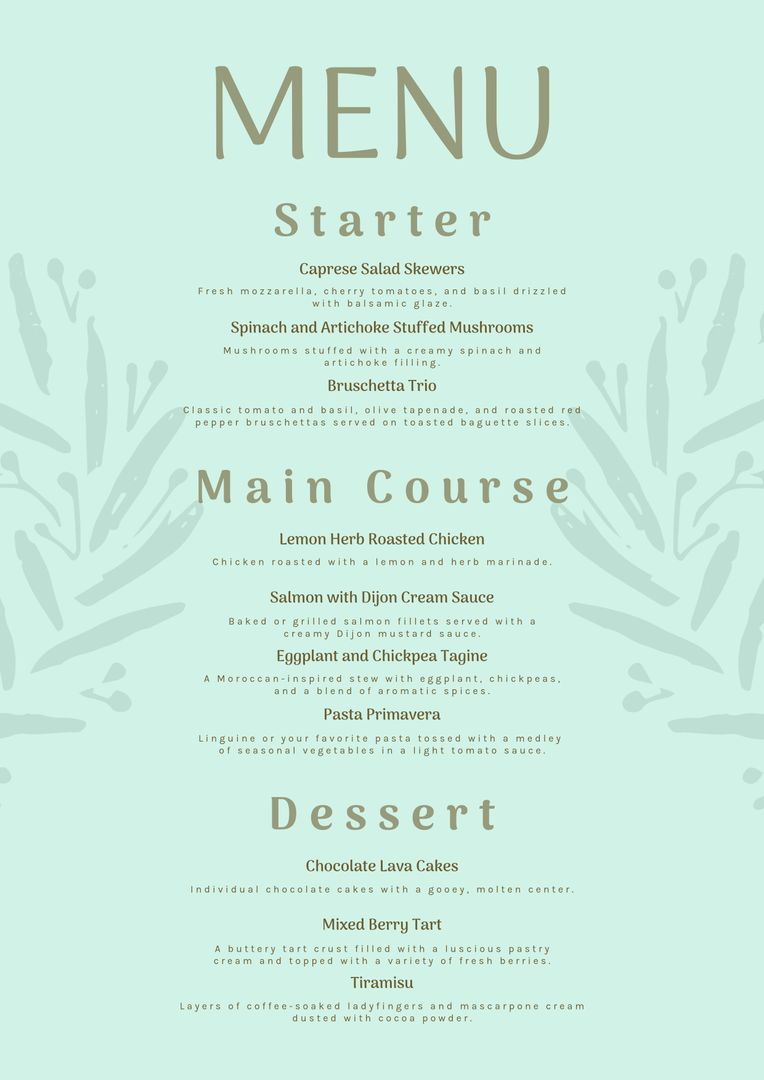 Elegant Menu Design on Soft Green Backdrop - Download Free Stock Templates Pikwizard.com