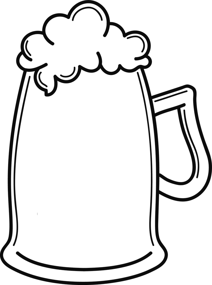 Transparent Mug of Beer Line Drawing Vector for Party Themes