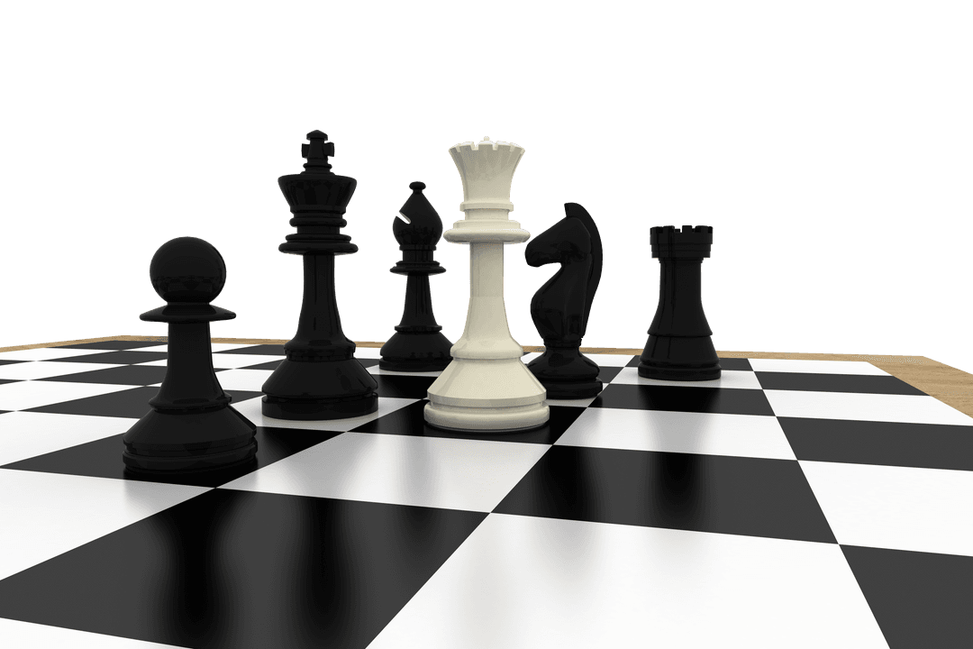 White Queen Transparency with Black Chess Pieces